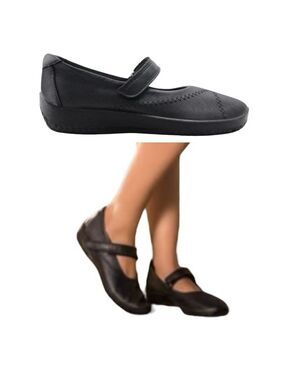 Arcopedico Women's Black Mary Jane Shoes Antracite Size 7 Vegan Hook and Loop